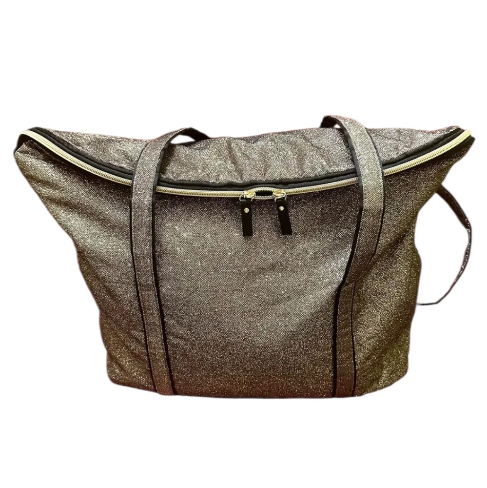 Victoria's Secret Big Metalic Gold Shoulder Tote Bag .
